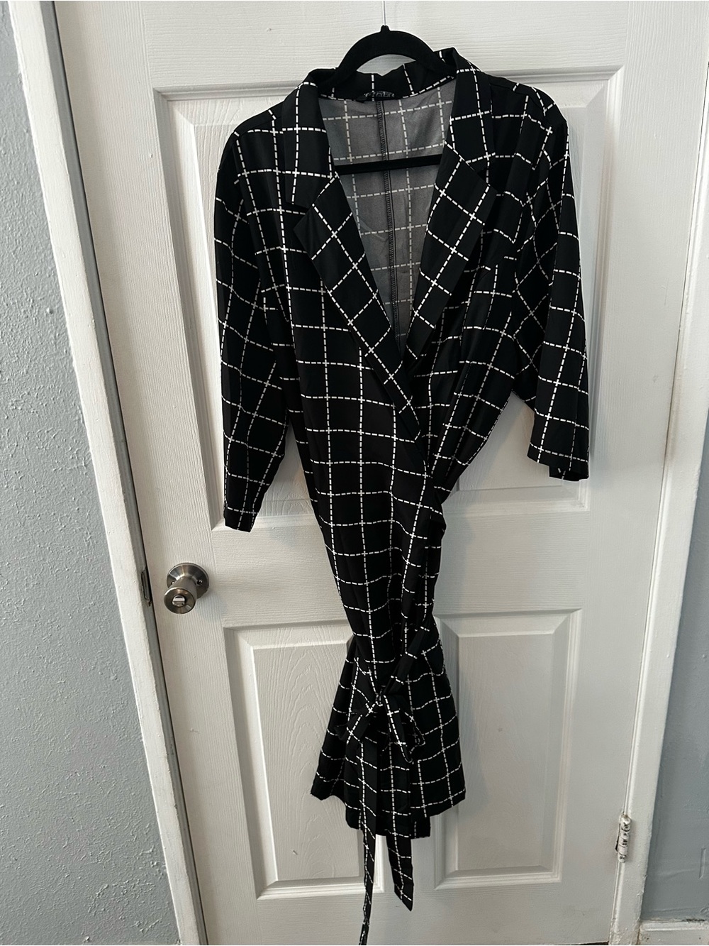 BloomChic Black and White Windowpane Wrap Dress - Size 22-24